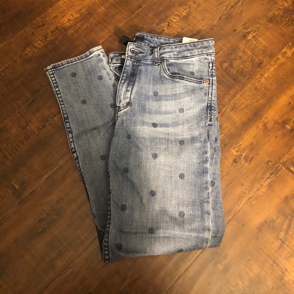 H&M Denim - H&M size 2 skinny polka dot jeans